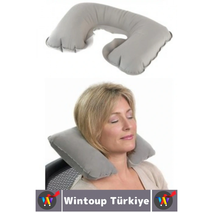 Kompakt Seyahat Çanta Boy Şişirilebilir Yolcu Ense Boyun Ağrı Azaltan Konforlu Boyun Yastığı 2 Adet