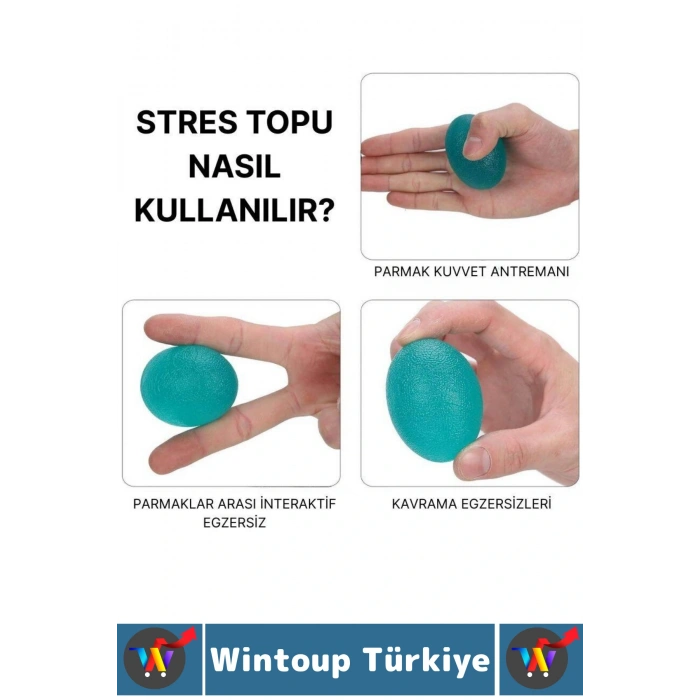 Ergonomik Stres Egzersiz Rehabilitasyon Fizyoterapi Silikon El Bilek Parmak Güçlendirme Topu 4lü SET
