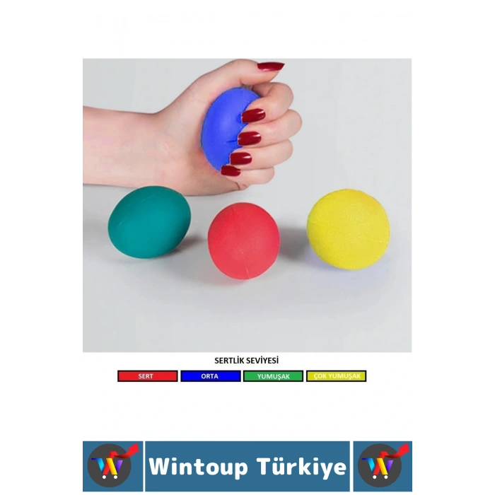 Ergonomik Stres Egzersiz Rehabilitasyon Fizyoterapi Silikon El Bilek Parmak Güçlendirme Topu 4lü SET