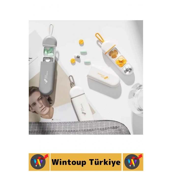 Kompakt Seyahat Tipi Çanta Boy Suya Dayanıklı Sıkı Kapak Hijyenik 3 Bölmeli İlaç Saklama Kutusu