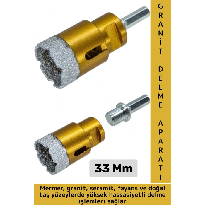 Ev Atölye İnşaat Yüksek Sert Hızlı Delme Seramik Fayans Doğal Taş Mermer Granit Delme Aparatı 33 Mm