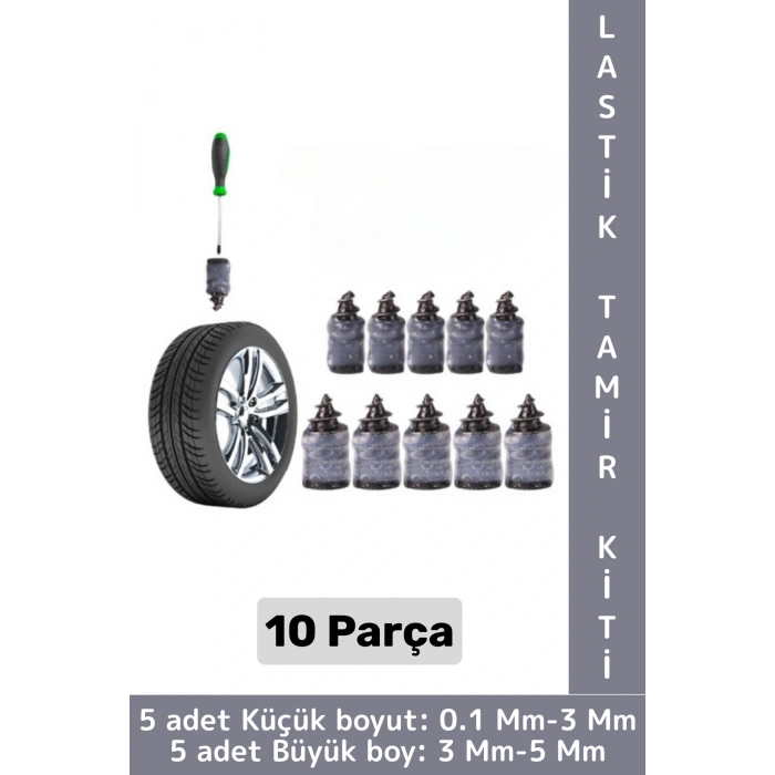 Kompakt Motosiklet Otomobil Acil Durum Tamirat Lastik Tamir Kiti Kauçuk 0.1-5 Mm Vida Seti 10 Parça