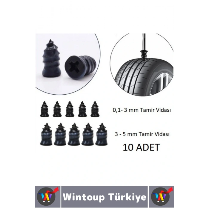 Kompakt Motosiklet Otomobil Acil Durum Tamirat Lastik Tamir Kiti Kauçuk 0.1-5 Mm Vida Seti 10 Parça