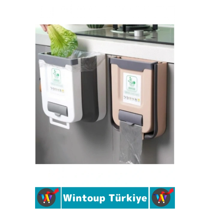 Kompakt Montaj Gerektirmez Mutfak Banyo Ofis Kamp Karavan Torba Hazneli Katlanabilir Çöp Kovası