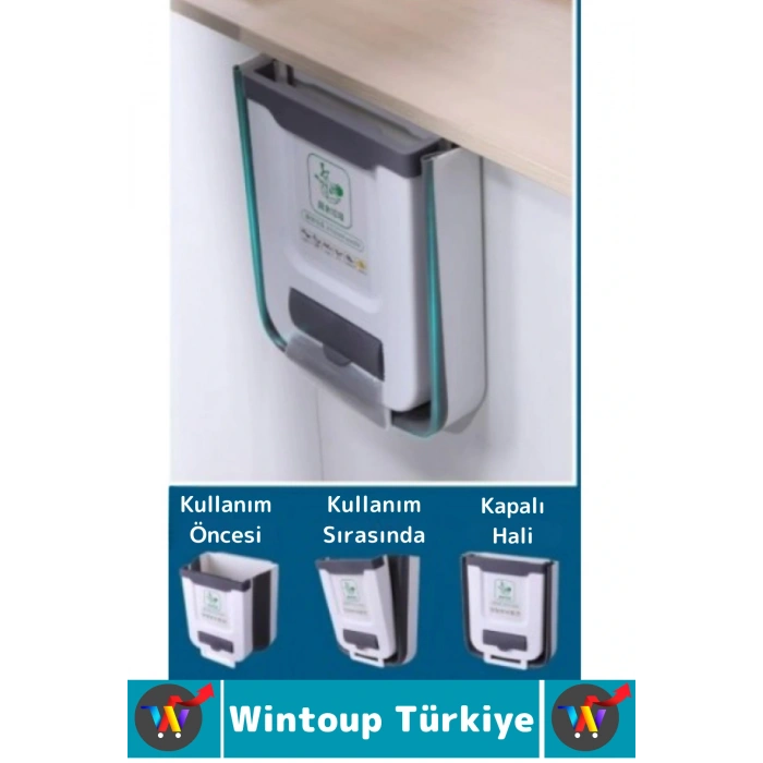 Kompakt Montaj Gerektirmez Mutfak Banyo Ofis Kamp Karavan Torba Hazneli Katlanabilir Çöp Kovası