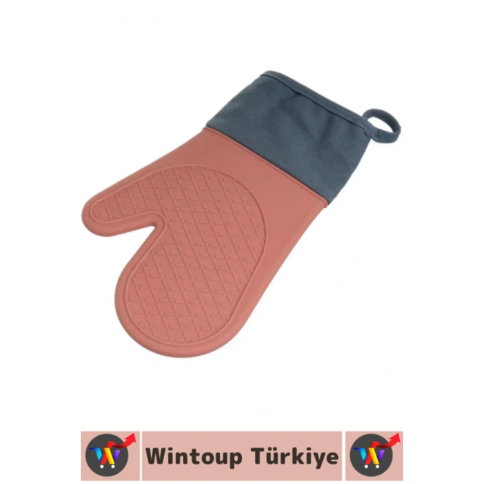 Kaymaz Yanmaz Fırın Ocak Tencere Izgara Mutfak Yüksek Isıya Dayanıklı Silikon Fırın Eldiveni 1 Adet