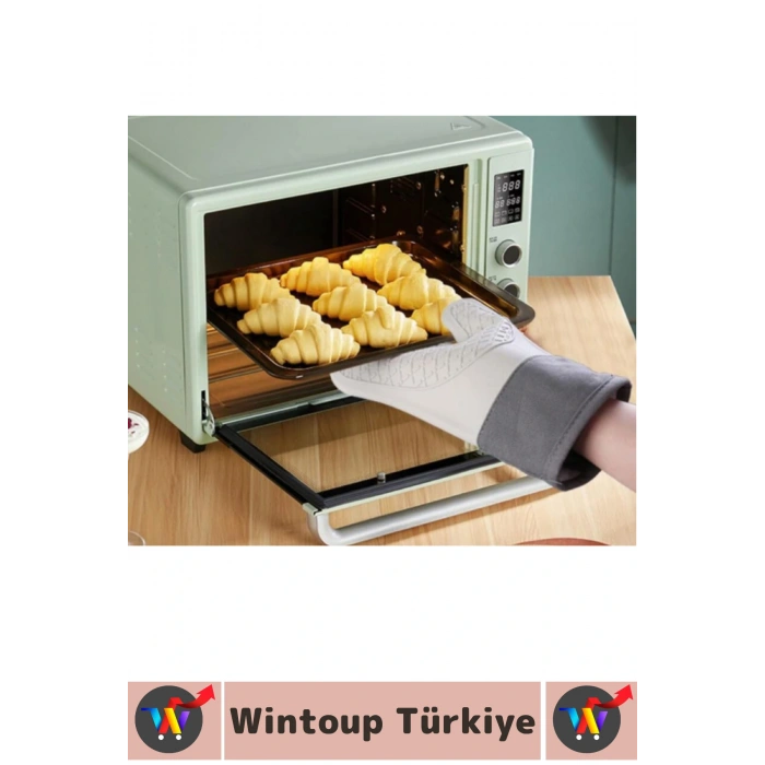 Kaymaz Yanmaz Fırın Ocak Tencere Izgara Mutfak Yüksek Isıya Dayanıklı Silikon Fırın Eldiveni 1 Adet