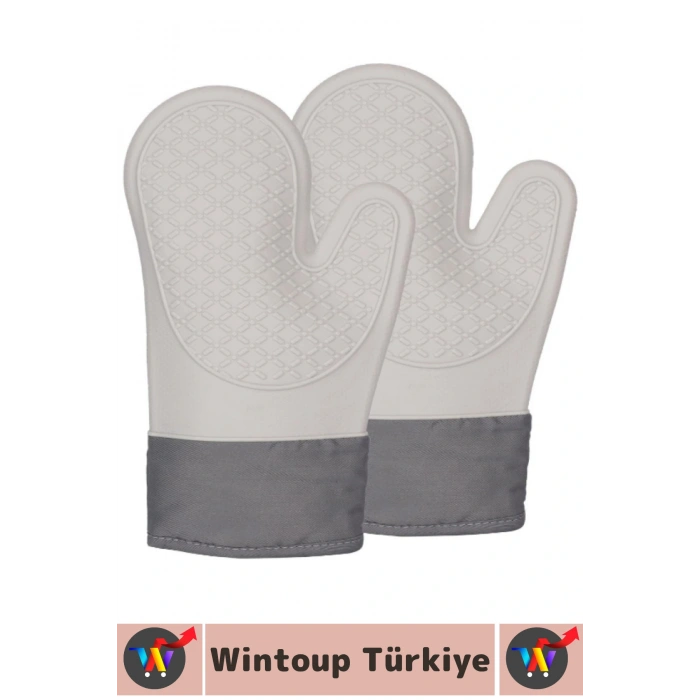 Kaymaz Yanmaz Fırın Ocak Tencere Izgara Mutfak Yüksek Isıya Dayanıklı Silikon Fırın Eldiveni 1 Adet