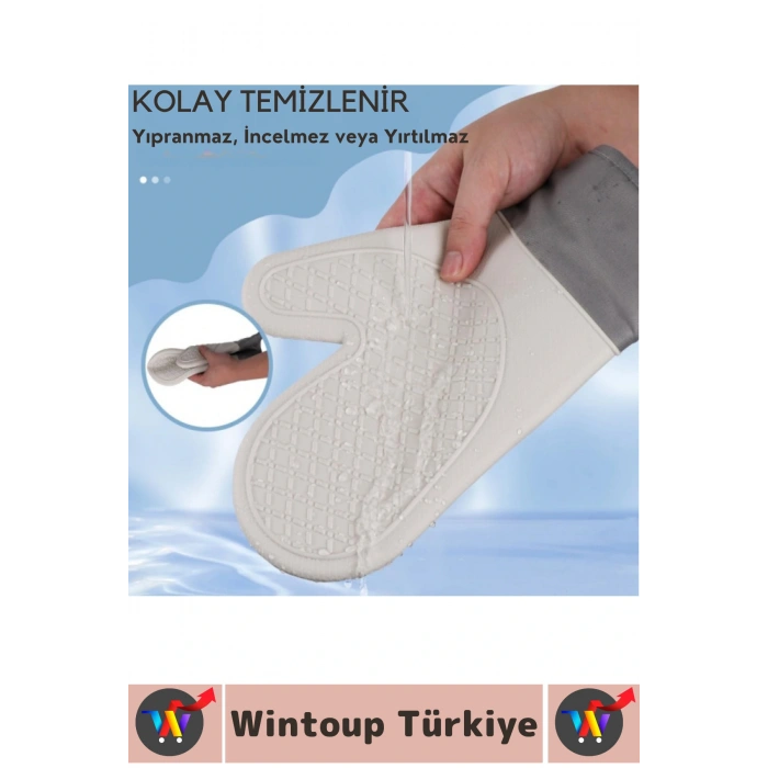 Kaymaz Yanmaz Fırın Ocak Tencere Izgara Mutfak Yüksek Isıya Dayanıklı Silikon Fırın Eldiveni 1 Adet