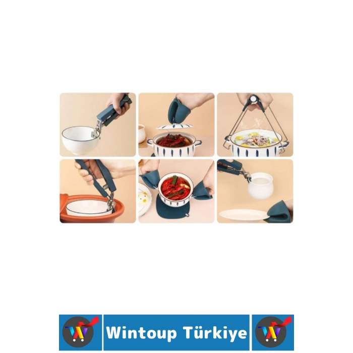 Kompakt Kamp Outdoor Mutfak Tencere Tabak Tutucu Fırın Eldiveni Yanma Önleyici 4lü Premium Set