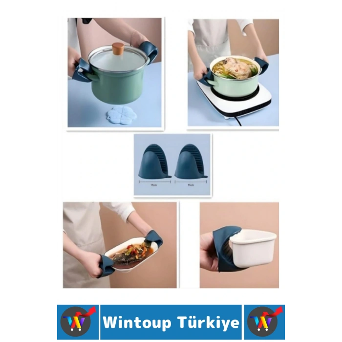 Kompakt Kamp Outdoor Mutfak Tencere Tabak Tutucu Fırın Eldiveni Yanma Önleyici 4lü Premium Set