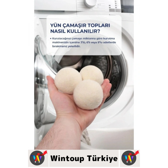 Kırışıklık Azaltan Hızlı Kuruma Sürtünme Engelleyen Çamaşır Makinesi Pratik Yün Kurutma Topu 9 Adet