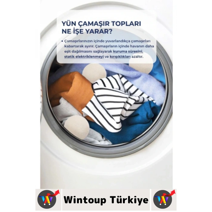 Kırışıklık Azaltan Hızlı Kuruma Sürtünme Engelleyen Çamaşır Makinesi Pratik Yün Kurutma Topu 9 Adet