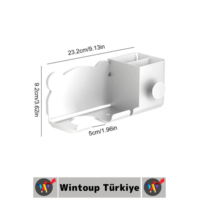 Montaj Gerektirmez Yapışkanlı Sevimli Ayıcık Banyo Yatak Odası Fön Makinesi Tarak Fırça Organizer
