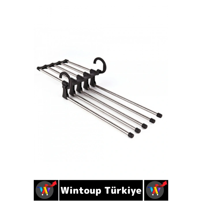 Kompakt Yer Tasarrufu Kemer Pantolon Eşarp Gardırop Dolap 5 in 1 Hareketli Pantolon Askılığı 2 Adet