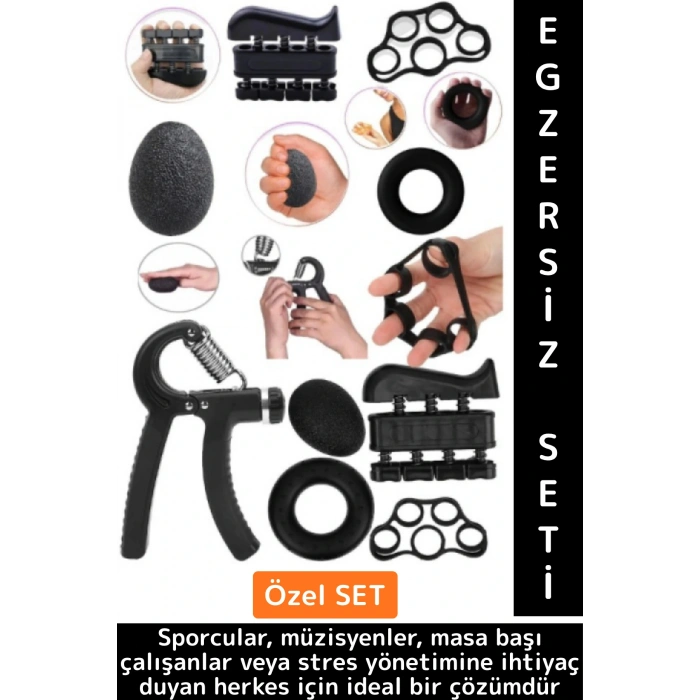 Ev Ofis Fizyoterapi Stres Yönetimi Antrenman El Parmak Güçlendirici Egzersiz 5 Parça Premium Set