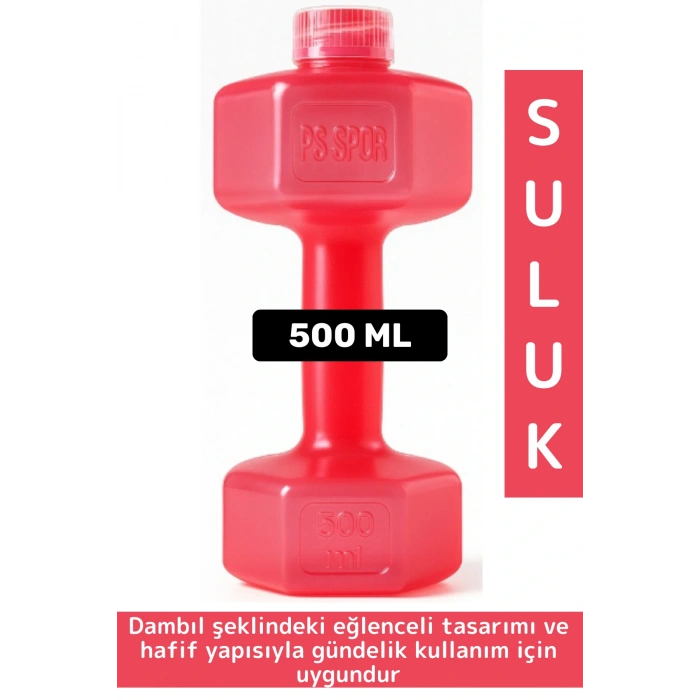 Dayanıklı Plastik Gündelik Spor Fitness Şık Tarz Eğlenceli Dumbell Tasarımlı Dambıl Suluk 500 ML
