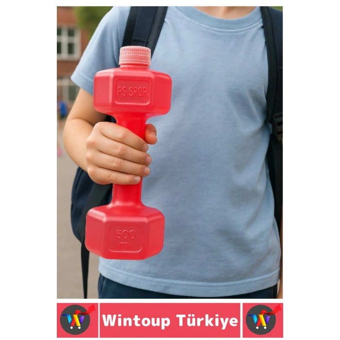 Dayanıklı Plastik Gündelik Spor Fitness Şık Tarz Eğlenceli Dumbell Tasarımlı Dambıl Suluk 500 ML