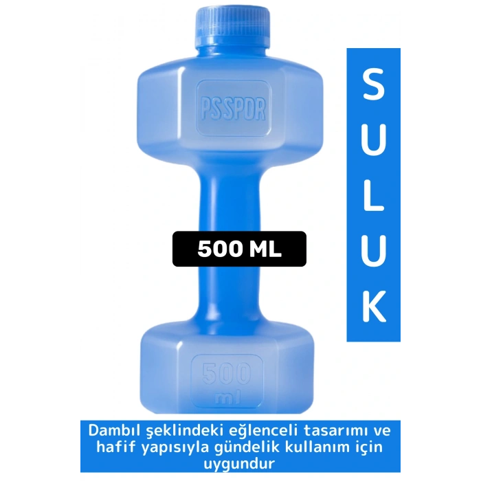 Dayanıklı Plastik Gündelik Spor Fitness Şık Tarz Eğlenceli Dumbell Tasarımlı Dambıl Suluk 500 ML