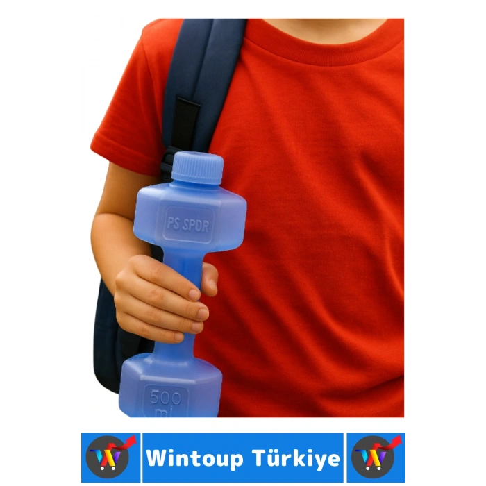 Dayanıklı Plastik Gündelik Spor Fitness Şık Tarz Eğlenceli Dumbell Tasarımlı Dambıl Suluk 500 ML