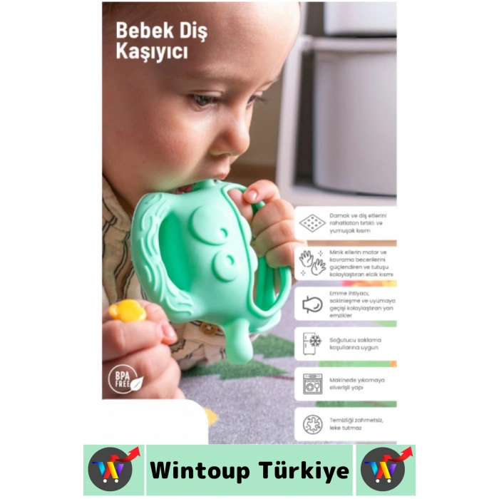 Gıda Sınıfı BPA Free Bebek Parmak Emme Alışkanlığı Azaltan Masaj Etkili Yumuşak Silikon Diş Kaşıyıcı