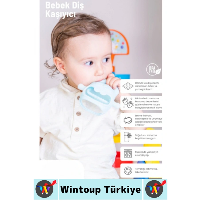 Gıda Sınıfı BPA Free Bebek Parmak Emme Alışkanlığı Azaltan Masaj Etkili Yumuşak Silikon Diş Kaşıyıcı