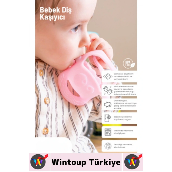 Gıda Sınıfı BPA Free Bebek Parmak Emme Alışkanlığı Azaltan Masaj Etkili Yumuşak Silikon Diş Kaşıyıcı