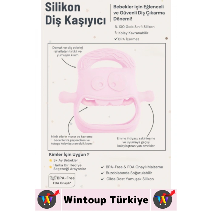 Gıda Sınıfı BPA Free Bebek Parmak Emme Alışkanlığı Azaltan Masaj Etkili Yumuşak Silikon Diş Kaşıyıcı