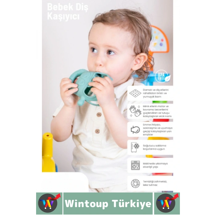 Gıda Sınıfı BPA Free Bebek Parmak Emme Alışkanlığı Azaltan Masaj Etkili Yumuşak Silikon Diş Kaşıyıcı