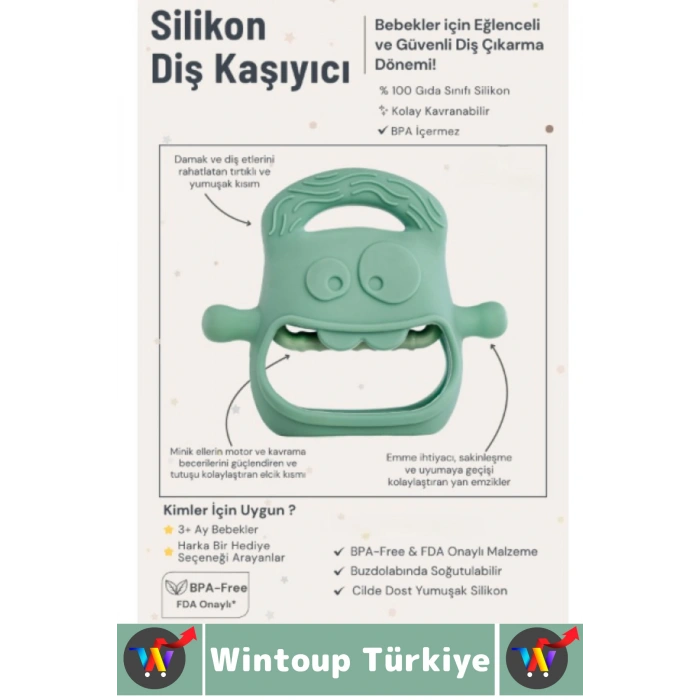 Gıda Sınıfı BPA Free Bebek Parmak Emme Alışkanlığı Azaltan Masaj Etkili Yumuşak Silikon Diş Kaşıyıcı