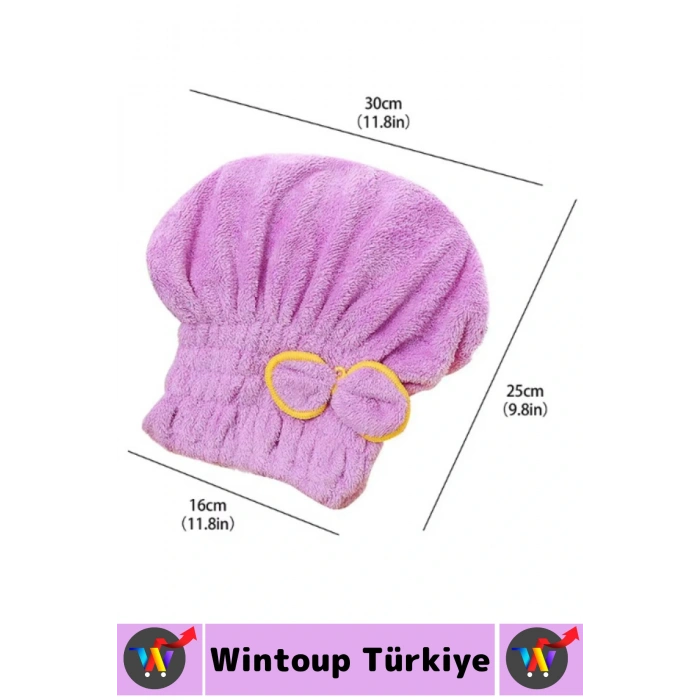 Her Baş Ölçüsüne Uyumlu Esnek Hızlı Emici Banyo Havuz Duş Mikrofiber Havlu Saç Kurutma Bonesi 2 Adet