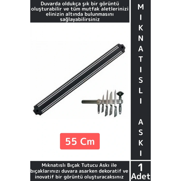 Dayanıklı Kolay Montaj Güvenilir Metal Mutfak Aletleri Çok Şık Pratik Mıknatıslı Bıçak Askısı 55 Cm