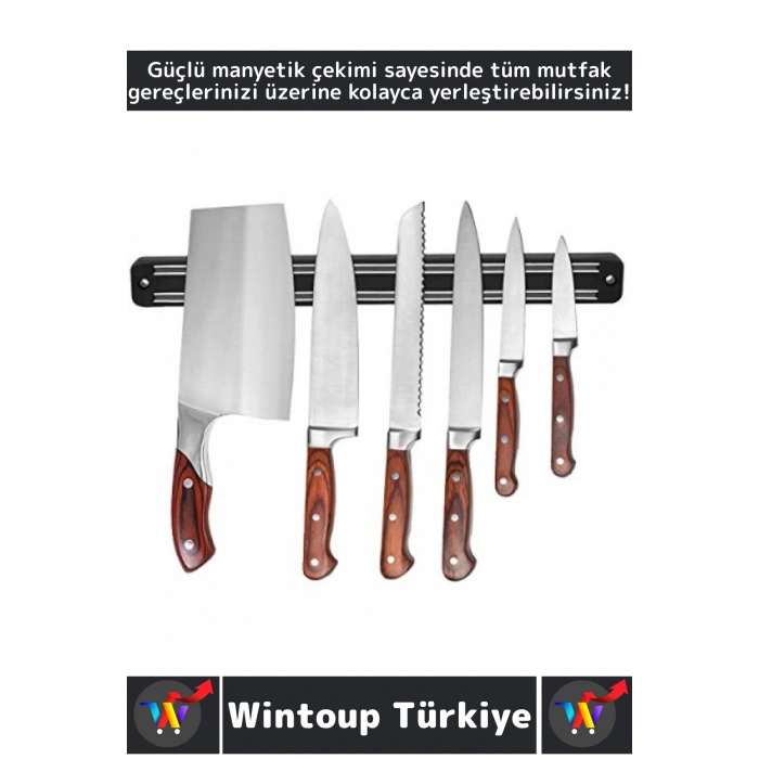 Dayanıklı Kolay Montaj Güvenilir Metal Mutfak Aletleri Çok Şık Pratik Mıknatıslı Bıçak Askısı 55 Cm