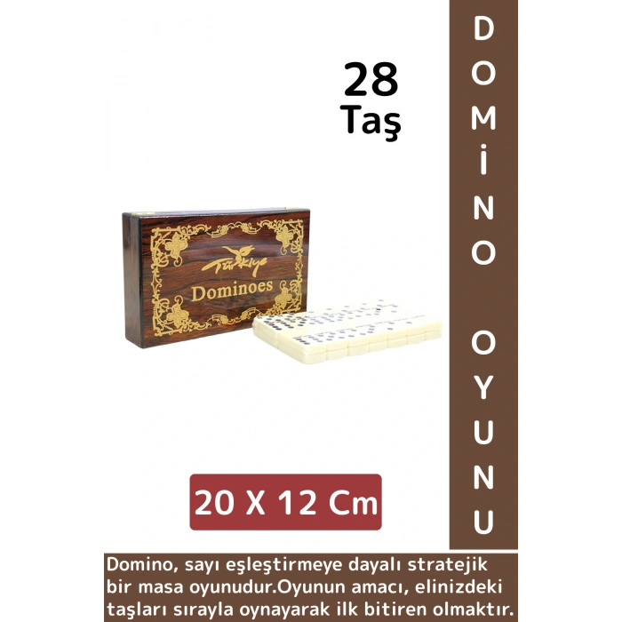 Premium Yüksek Kaliteli Eğlenceli Strateji Beceri Gelişimi Masa Oyunu Şık Ahşap Kutulu DOMİNO OYUNU