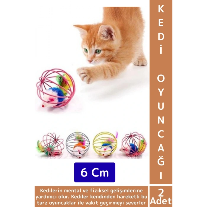 Evcil Hayvan İlgi Çekici Eğlenceli Vakit Zihinsel Gelişim Kafesli Fareli Kedi Köpek Oyun Topu 2 Adet