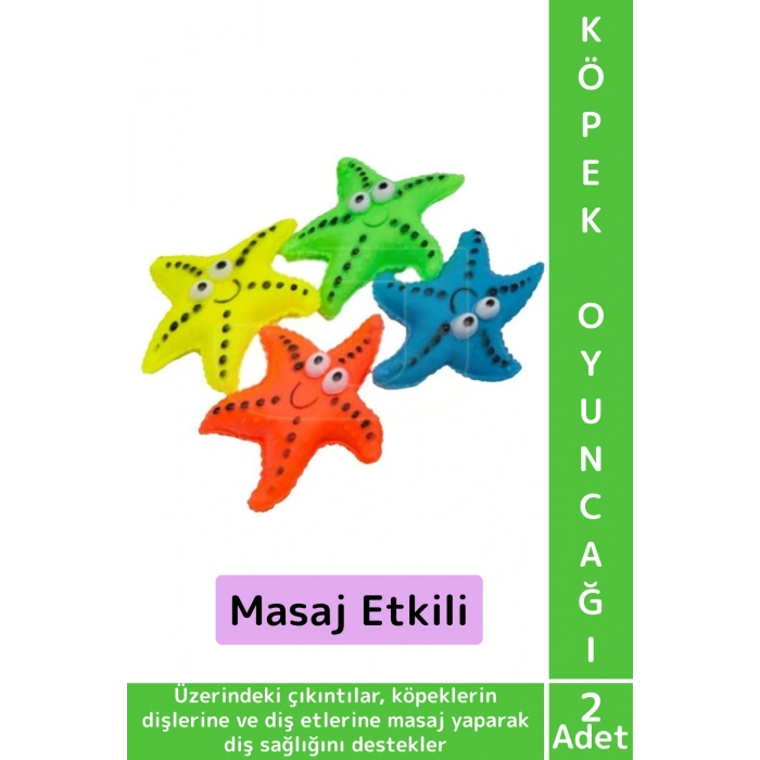 Evcil Hayvan Köpek Diş Temizliği Kaşıma Masaj İlgi Çekici Denizyıldızı Figür Çiğneme Oyuncağı 2 Adet