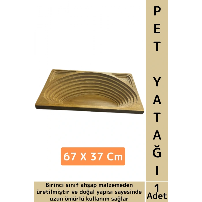 Evcil Hayvan Konforlu Kolay Temizlenir Çok Şık Dikdörtgen Doğal Ahşap Kedi Köpek Yatağı 67 X 37 Cm