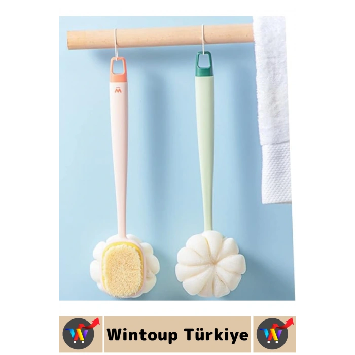 Ergonomik Tutuş Hassas Derin Temizlik Çift Taraflı Asılabilir Saplı Banyo Duş Fırçası 35 X 6.5 Cm