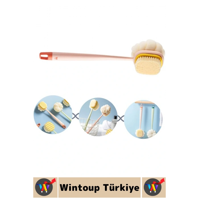 Ergonomik Tutuş Hassas Derin Temizlik Çift Taraflı Asılabilir Saplı Banyo Duş Fırçası 35 X 6.5 Cm