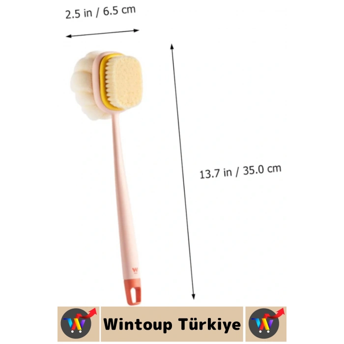 Ergonomik Tutuş Hassas Derin Temizlik Çift Taraflı Asılabilir Saplı Banyo Duş Fırçası 35 X 6.5 Cm