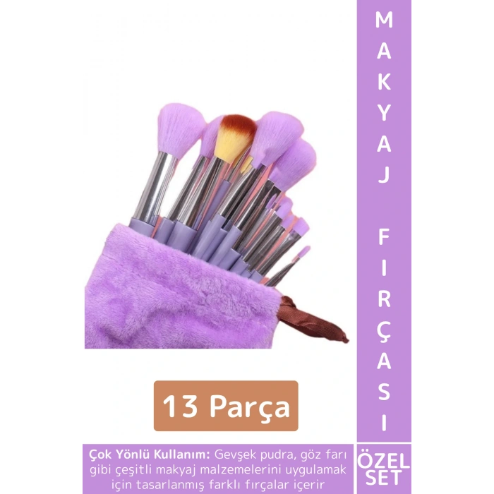 Premium Göz Farı Gevşek Pudra Cilt Bakım Yumuşak Kıllı Hızlı Kuruyan Şık Makyaj Fırçası Seti 13 Prça