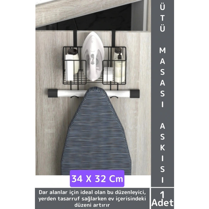 Montaj Gerektirmez Dayanıklı Yer Tasarruflu Kapı Arkası Pratik Kullanım Ütü Masası Asma Aparatı