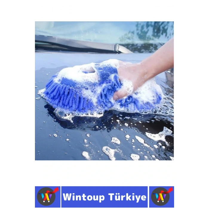 Ergonomik Oto İç Dış Bakım Temizlik Çizilme Önleyen Özel Püskül Premium Araba Yıkama Eldiveni 2 Adet