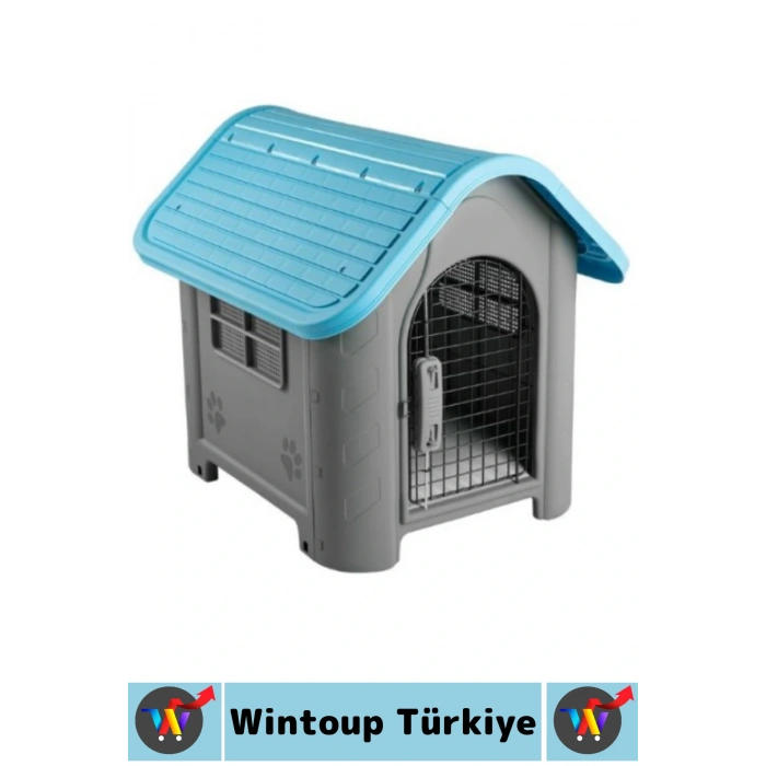Premium Dayanıklı Dış Mekan Bahçe Teras Hava Akışlı Pencere Korumalı Giriş Kapılı Plastik Köpek Evi