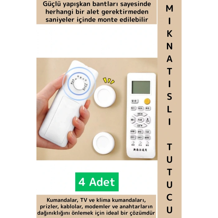 Kendinden Yapışkanlı Ev Ofis Kumanda Telefon Model Küçük Eşya Çok Amaçlı Mıknatıslı Tutucu 4 Adet