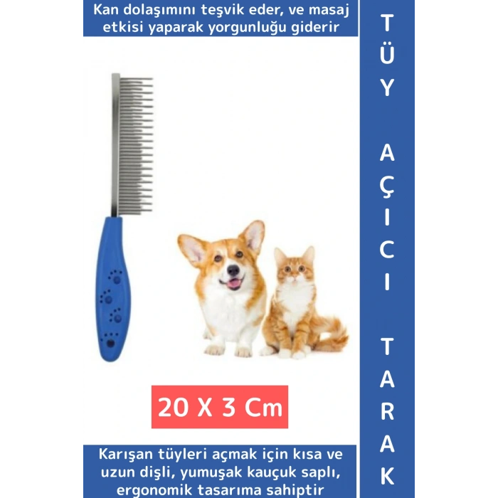 Ergonomik Tutuş Dayanıklı Evcil Hayvan Tüy Bakım Temizlik Masaj Etkili Kedi Köpek Tüy Açıcı Tarak
