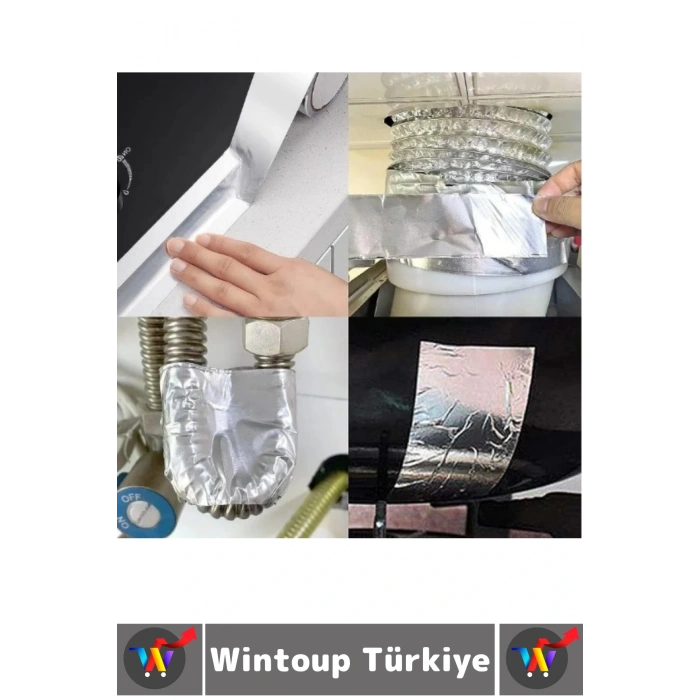 Kendinden Yapışkanlı Mutfak Banyo Kolay Temizlik Su Sızdırmaz Yanmaz Alüminyum Bant 5 MtrX3 Cm 4 Adt