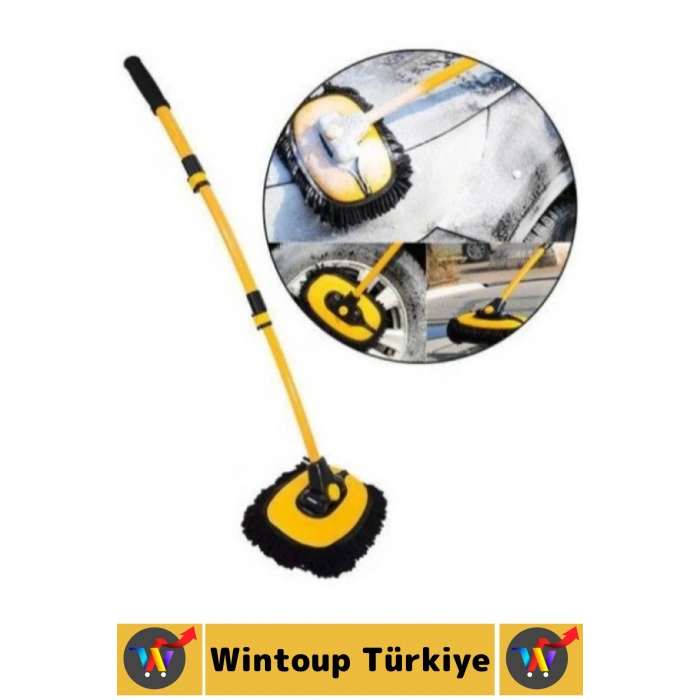 Esnek Başlıklı Islak Kuru Kullanım 50 Cm-102 Cm Ayarlanabilir Teleskopik Saplı Oto Yıkama Fırçası