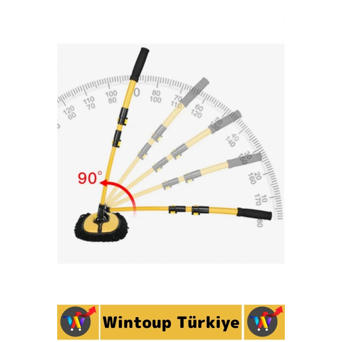 Esnek Başlıklı Islak Kuru Kullanım 50 Cm-102 Cm Ayarlanabilir Teleskopik Saplı Oto Yıkama Fırçası