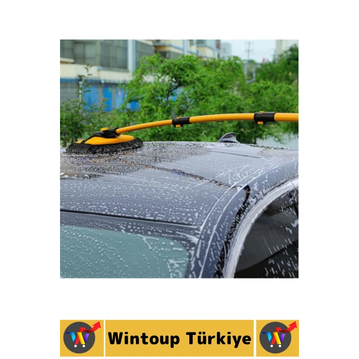 Esnek Başlıklı Islak Kuru Kullanım 50 Cm-102 Cm Ayarlanabilir Teleskopik Saplı Oto Yıkama Fırçası